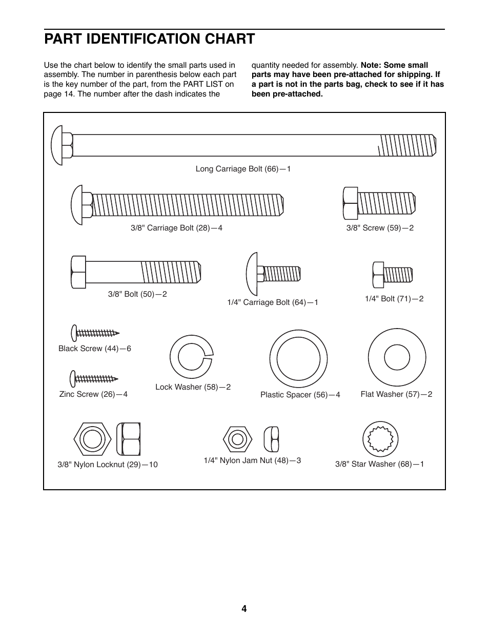 Part identification chart | Healthrider 831.285770 User Manual | Page 4 / 16