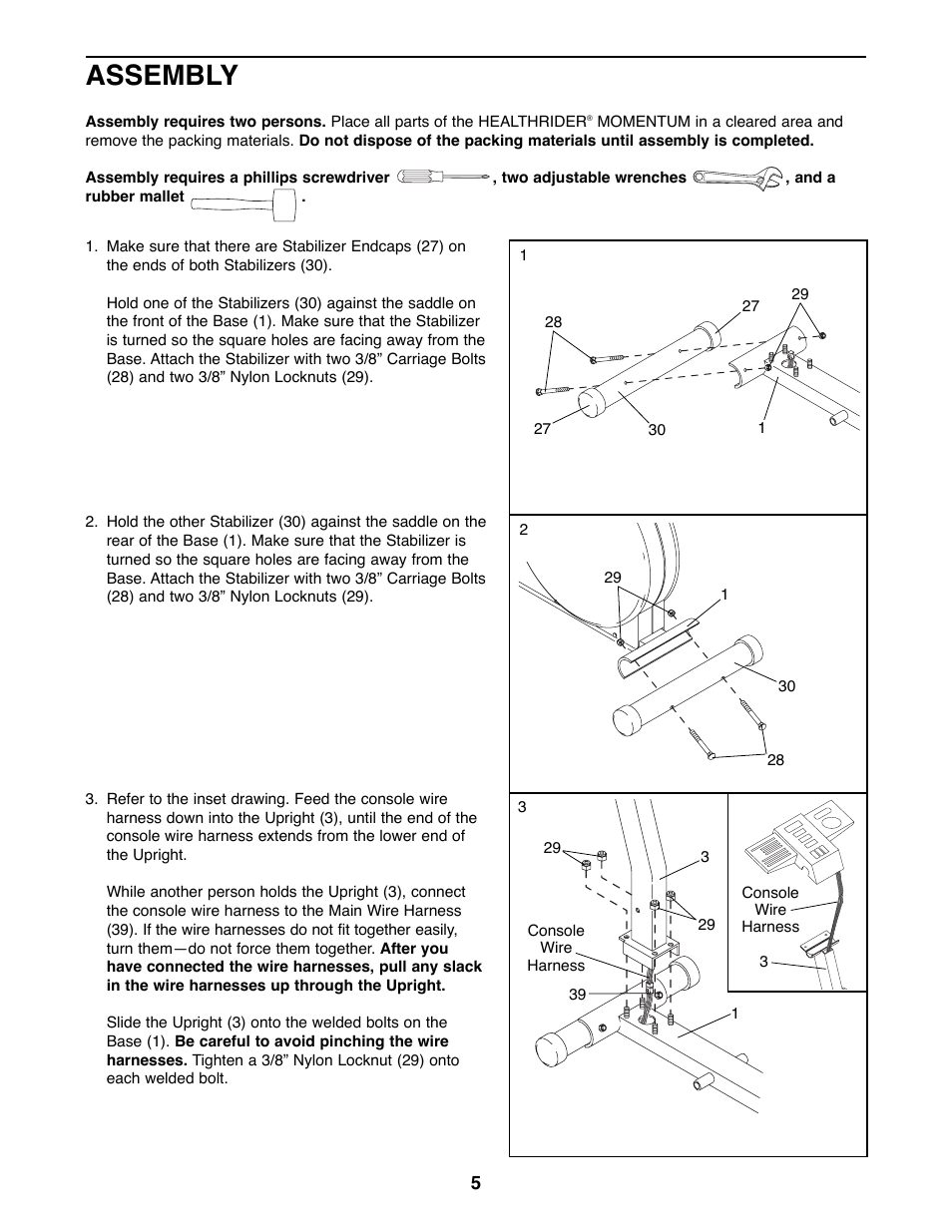 Assembly | Healthrider 831.285770 User Manual | Page 5 / 16