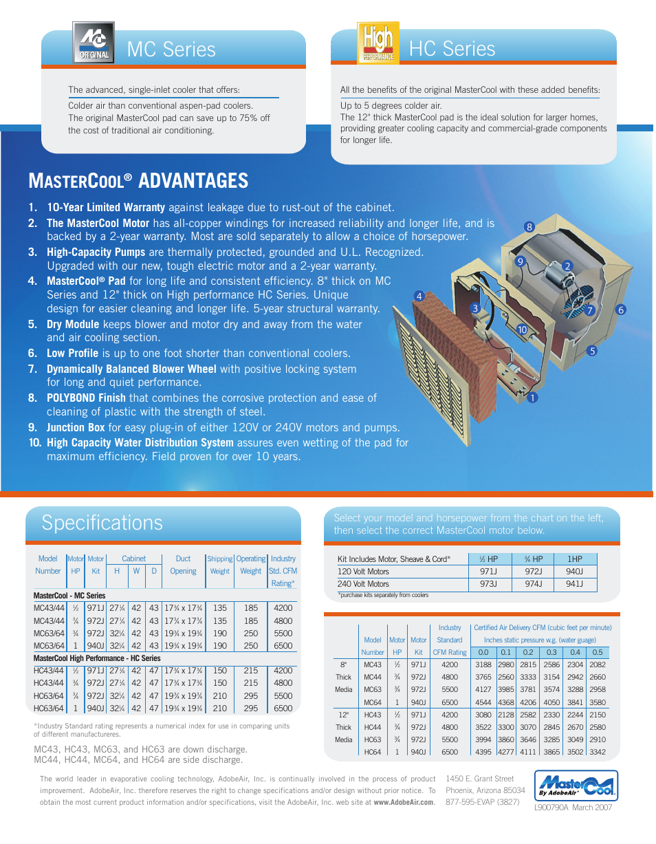 Mc series, Advantages, Specifications | Hc series, Aster | AdobeAir L900790A User Manual | Page 2 / 2