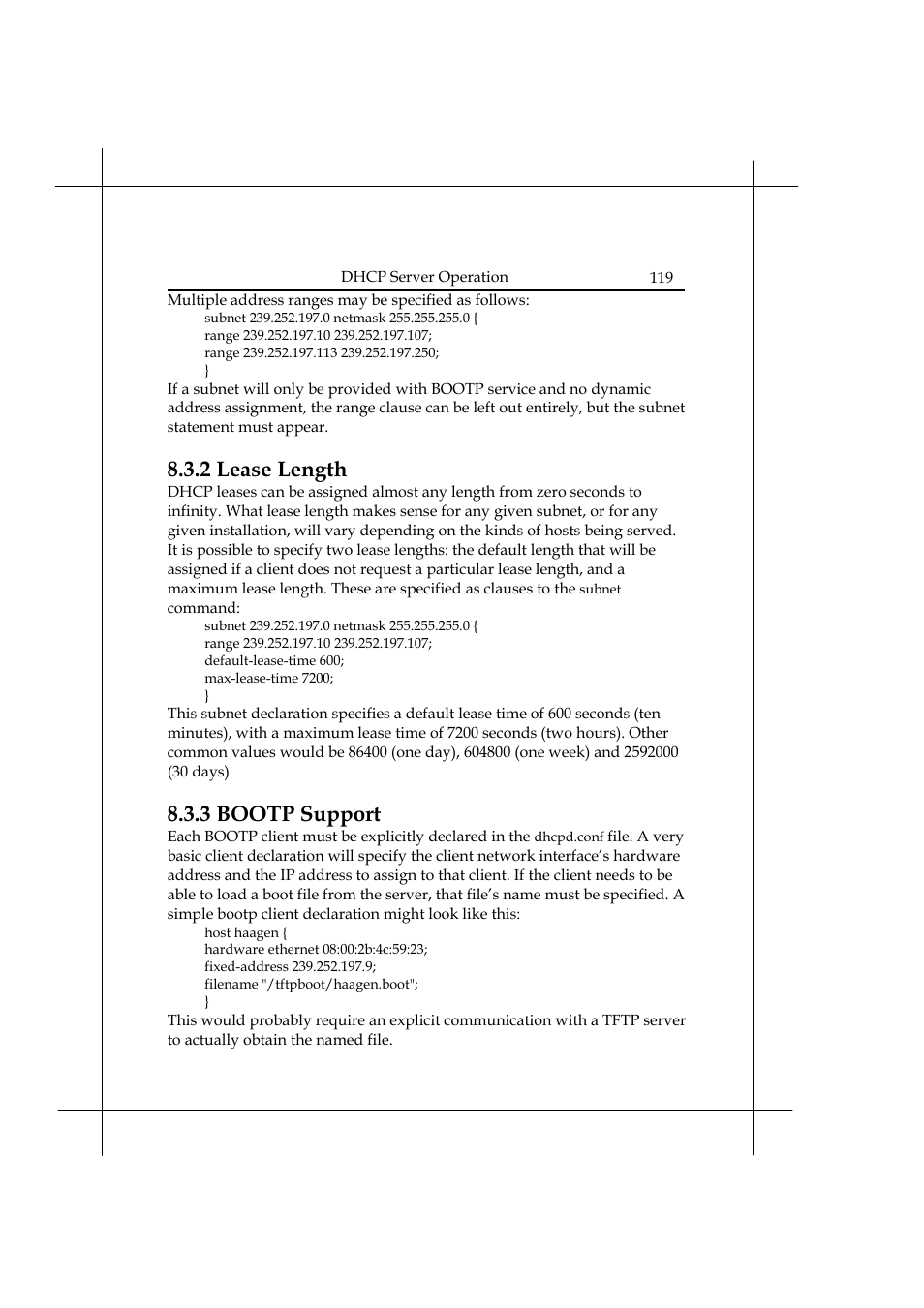 2 lease length, 3 bootp support | Heritage Kayaks Heritage Series User Manual | Page 124 / 164