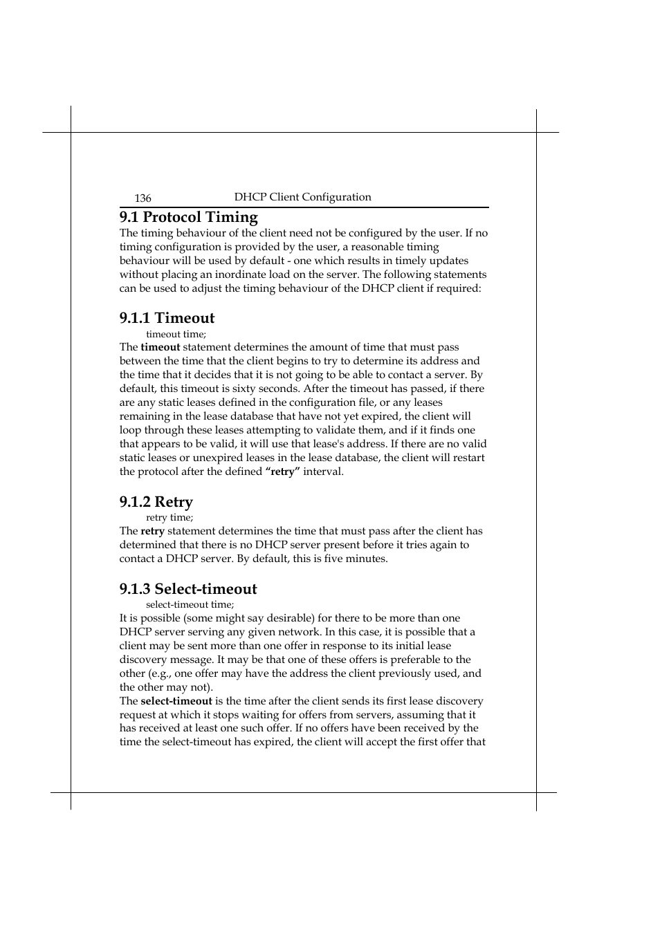 1 protocol timing, 1 timeout, 2 retry | 3 select-timeout | Heritage Kayaks Heritage Series User Manual | Page 141 / 164