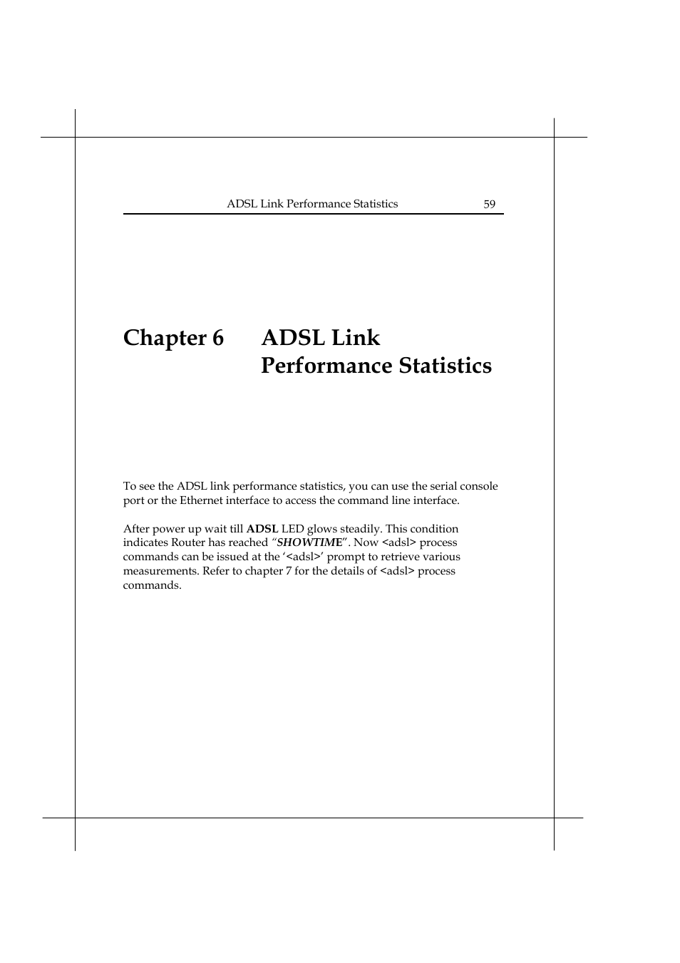 Chapter 6 adsl link performance statistics | Heritage Kayaks Heritage Series User Manual | Page 64 / 164