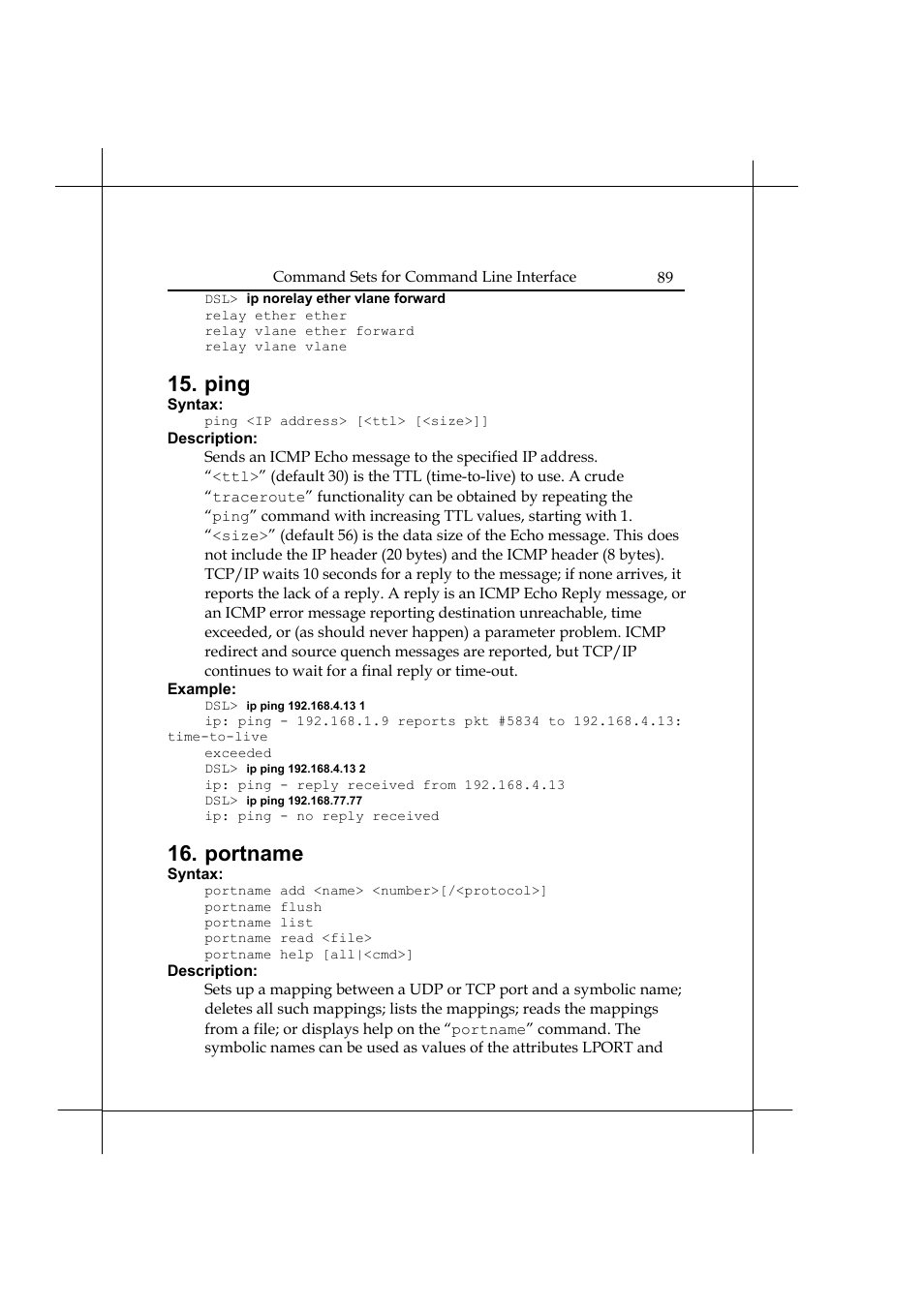 Ping, Portname | Heritage Kayaks Heritage Series User Manual | Page 94 / 164