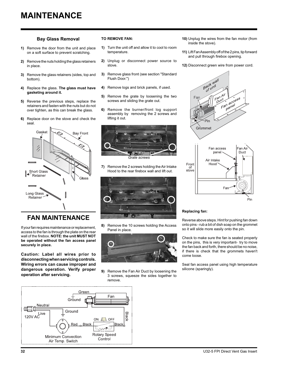 Maintenance, Fan maintenance | Hampton Direct U32 User Manual | Page 32 / 40