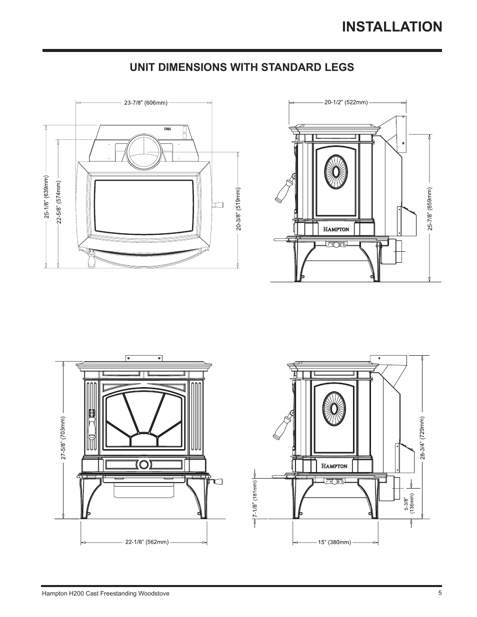 Installation | Hampton Direct H200 User Manual | Page 5 / 36
