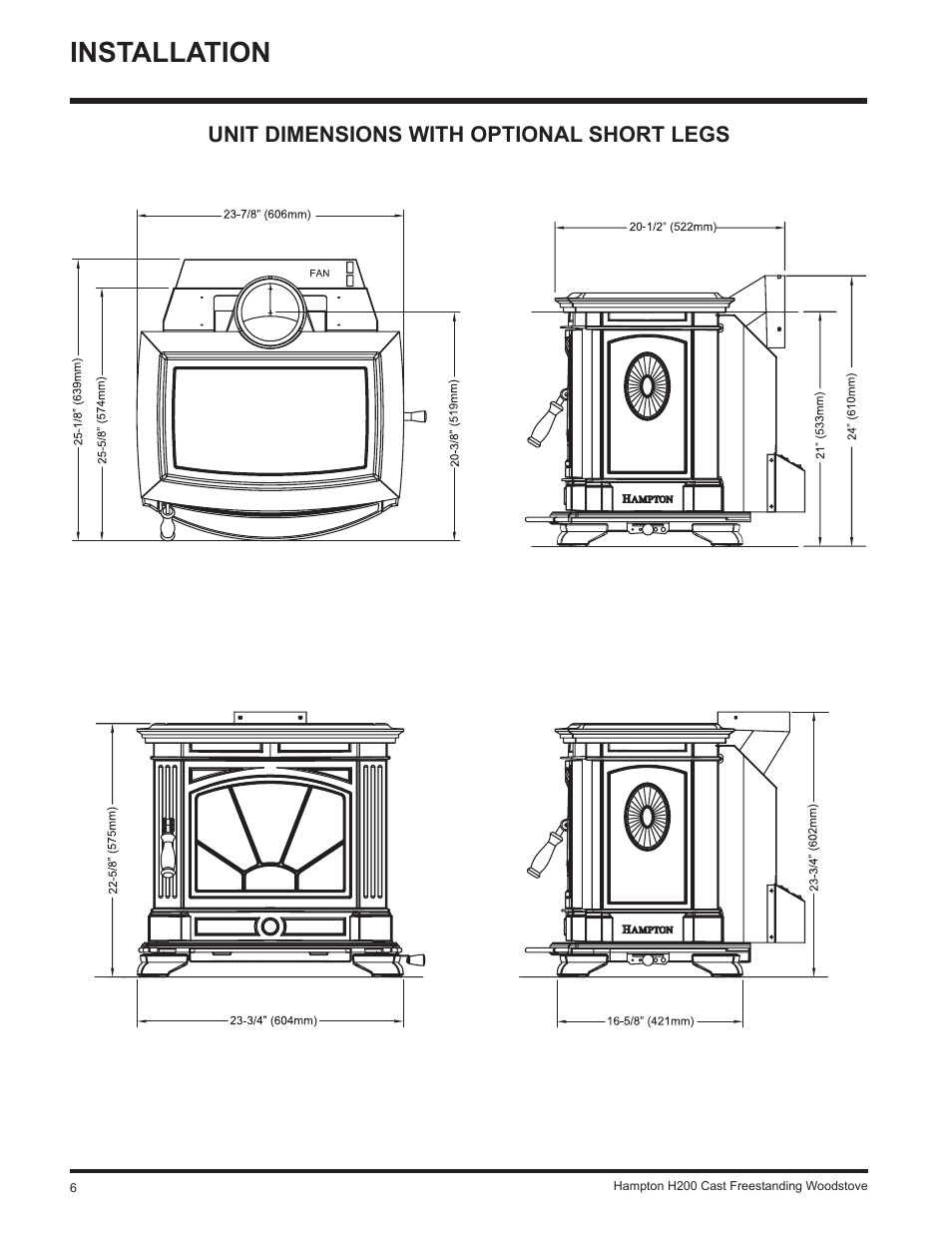 Installation | Hampton Direct H200 User Manual | Page 6 / 36