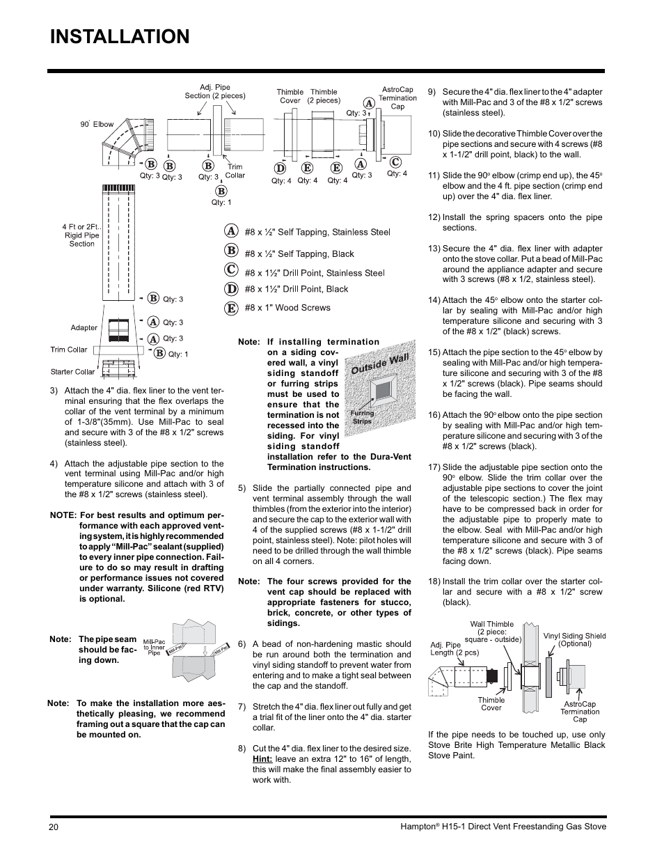 Installation | Hampton Direct H15-LP1 User Manual | Page 20 / 48