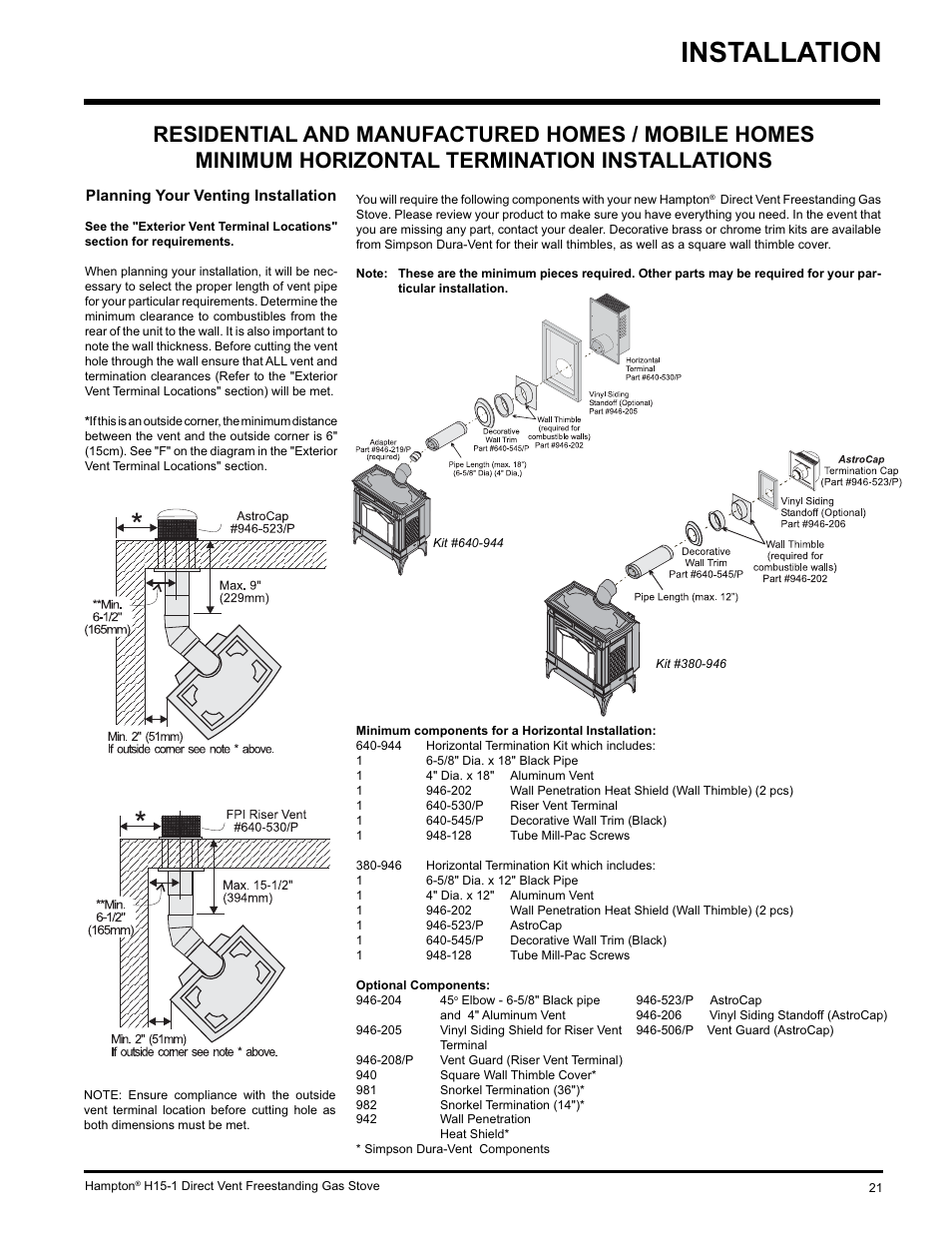 Installation | Hampton Direct H15-LP1 User Manual | Page 21 / 48