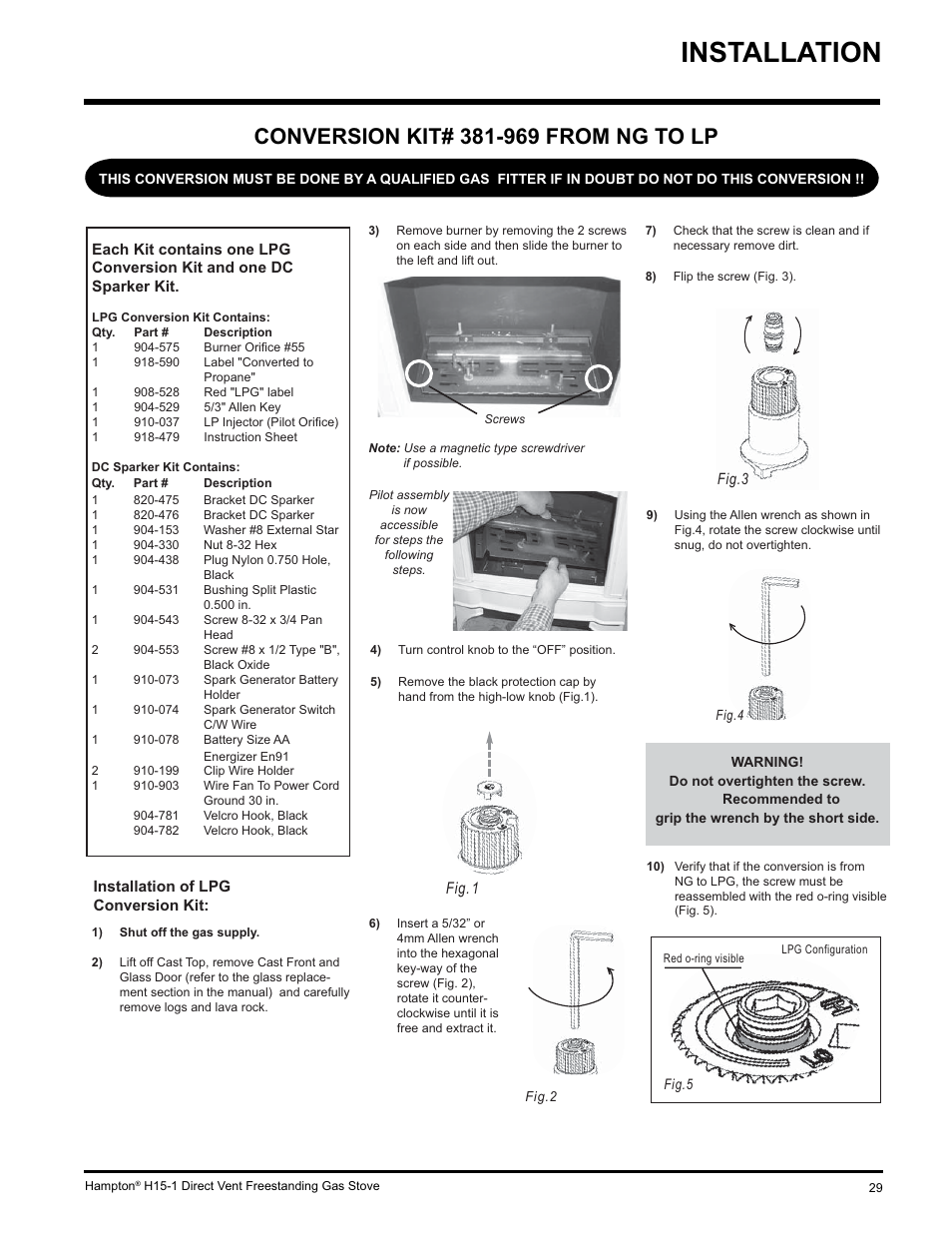 Installation, Fig. 1 | Hampton Direct H15-LP1 User Manual | Page 29 / 48