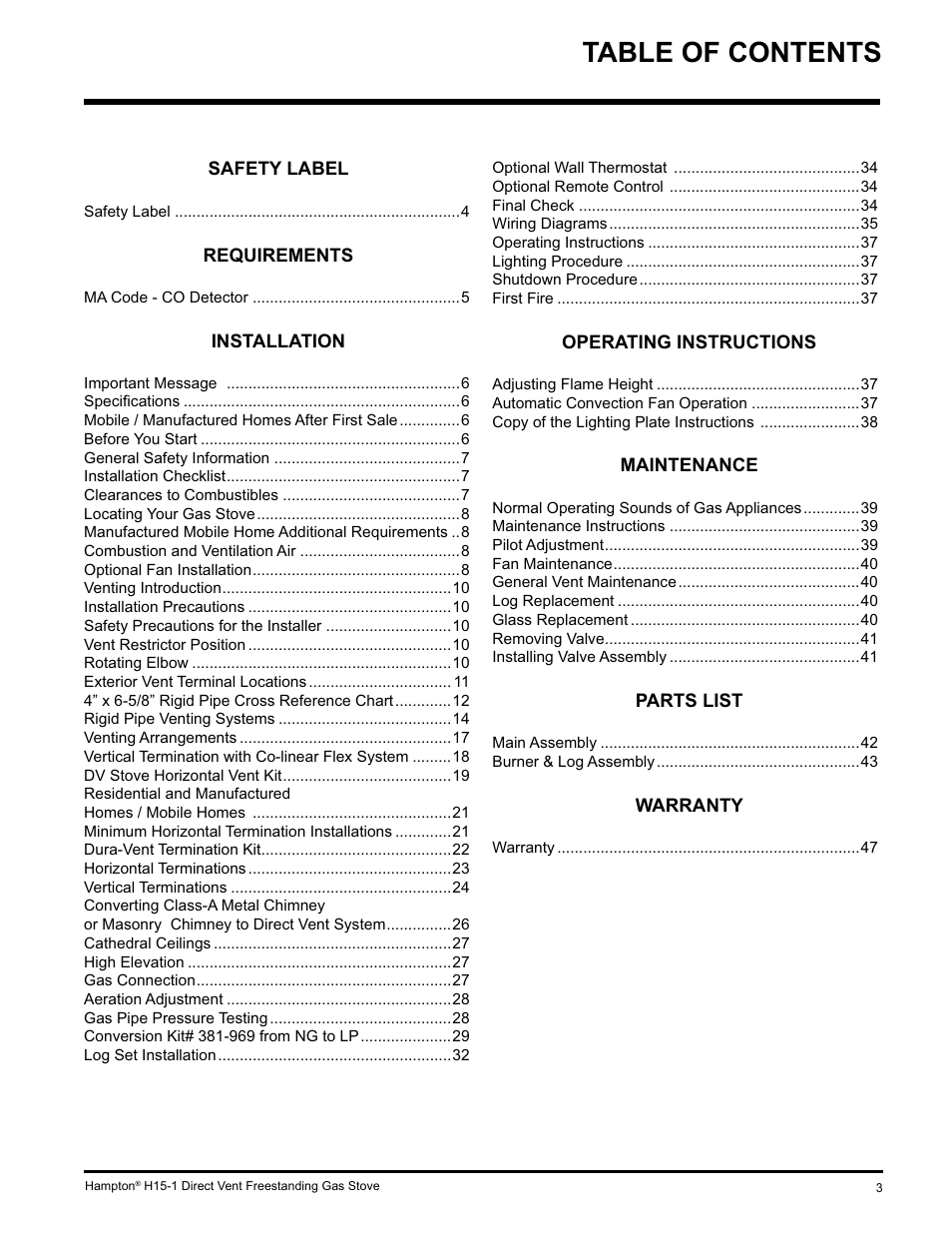 Hampton Direct H15-LP1 User Manual | Page 3 / 48