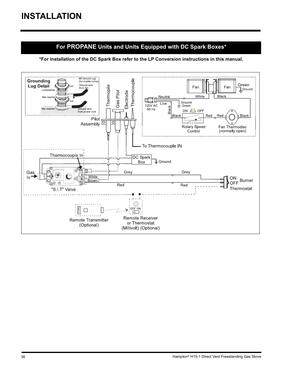 Installation, Propane | Hampton Direct H15-LP1 User Manual | Page 36 / 48