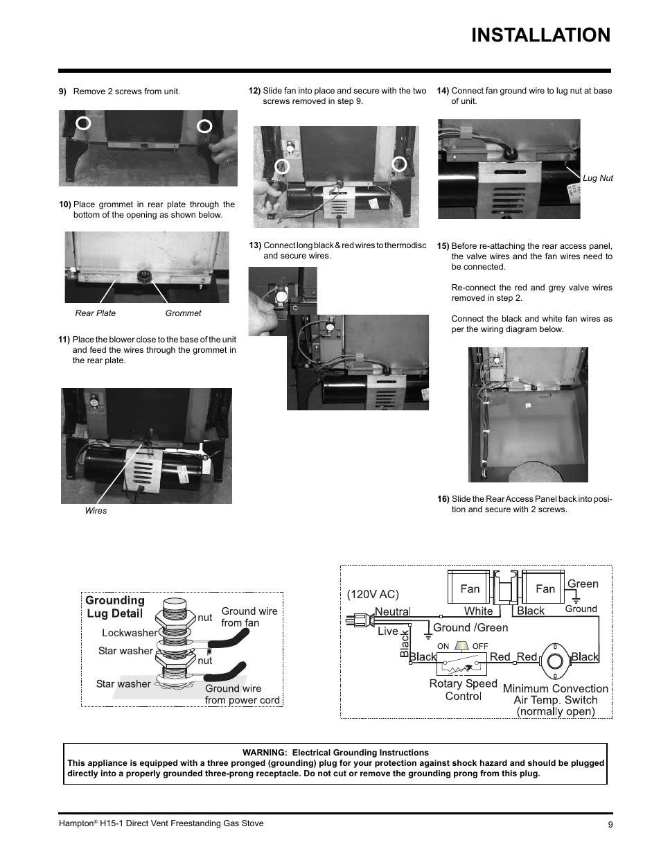 Installation | Hampton Direct H15-LP1 User Manual | Page 9 / 48