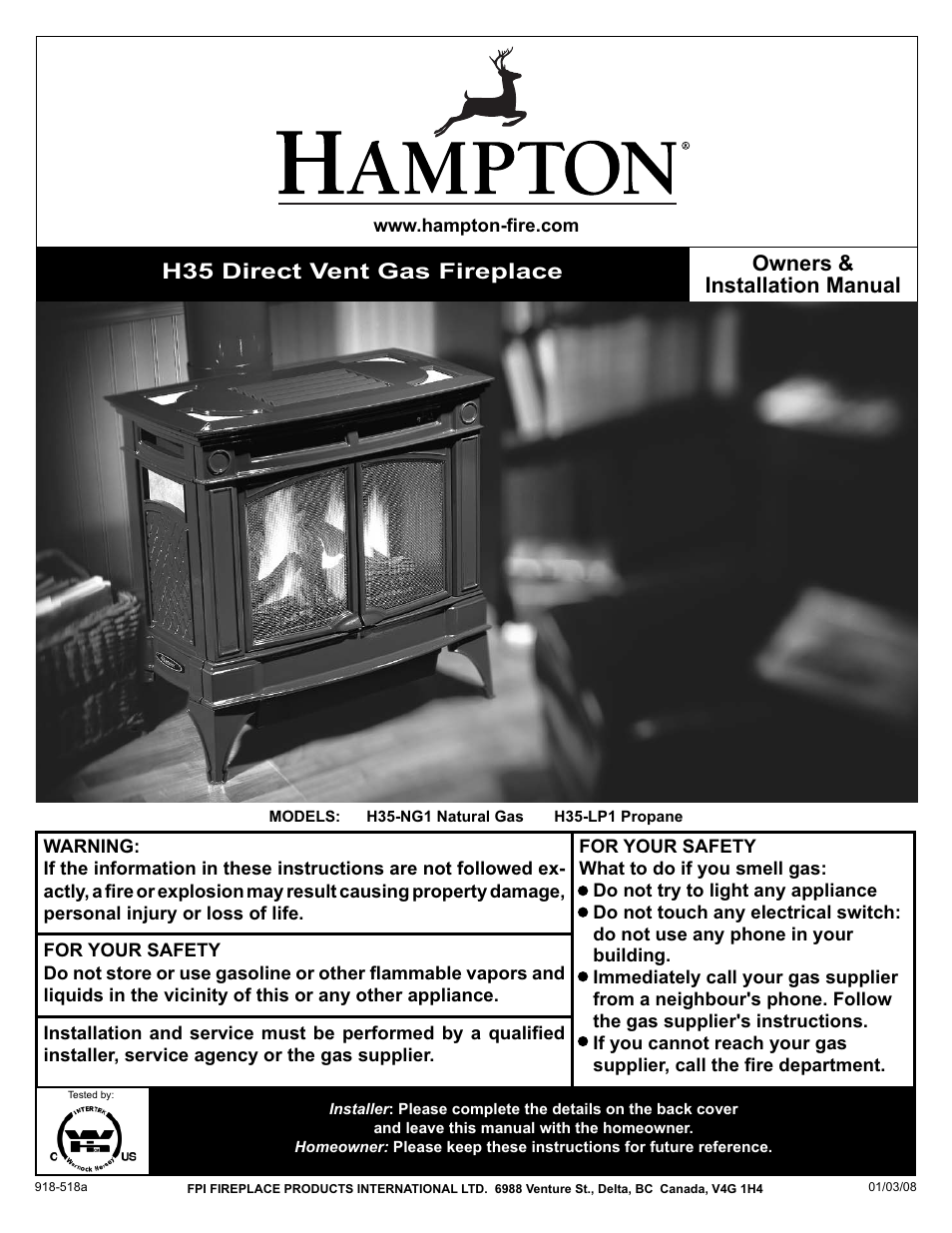 Hampton Direct H35-NG1 User Manual | 48 pages