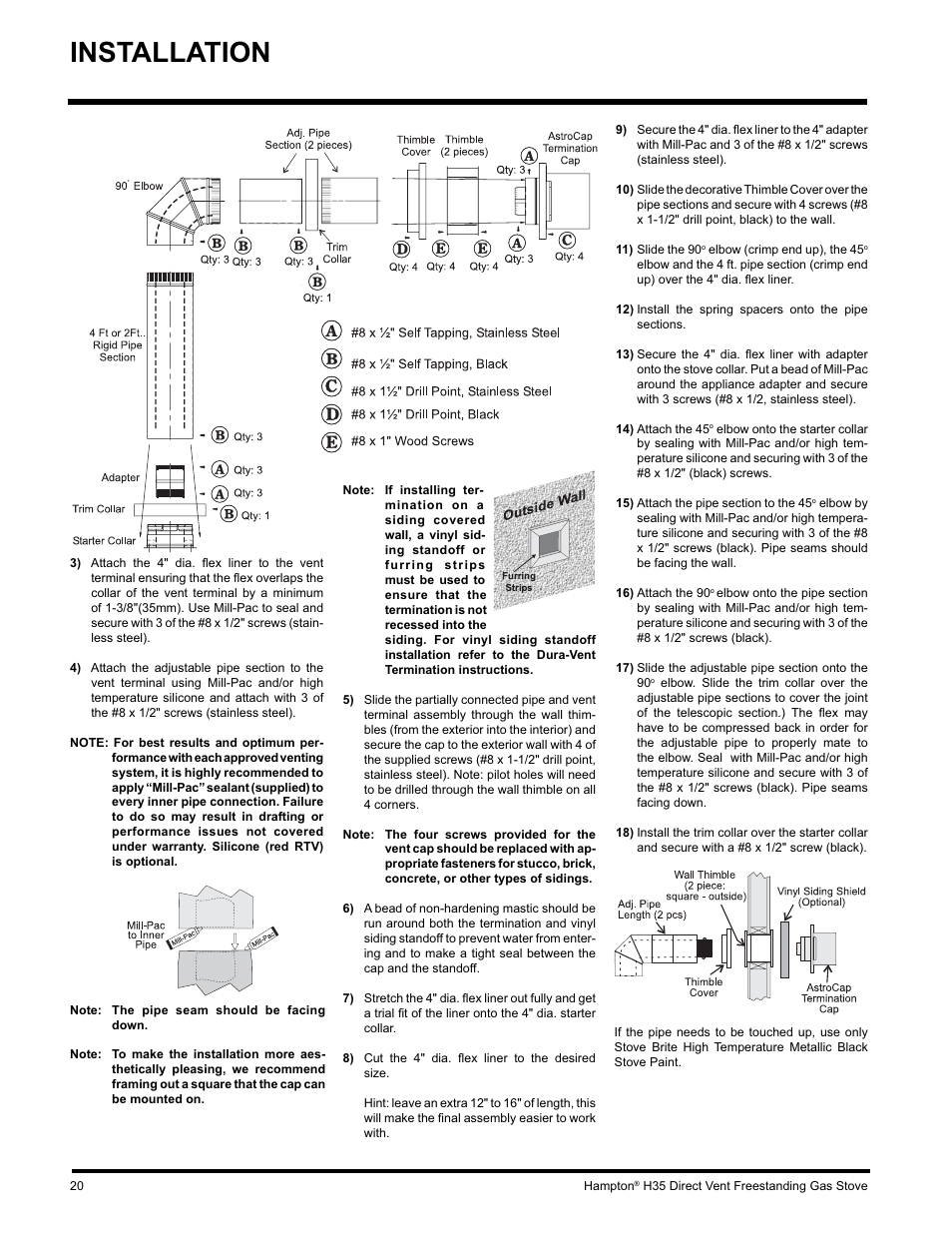 Installation | Hampton Direct H35-NG1 User Manual | Page 20 / 48