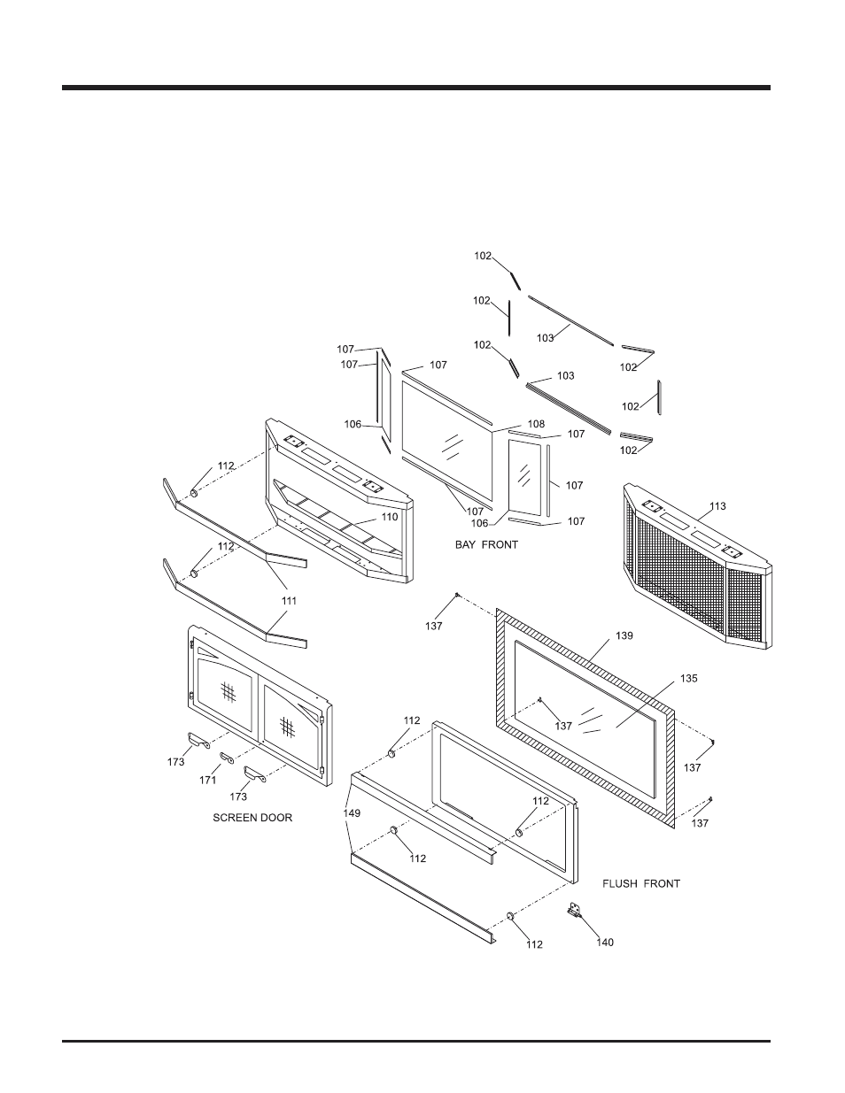 Parts list, Bay & flush front assembly | Hampton Direct U32-LP2 User Manual | Page 24 / 28