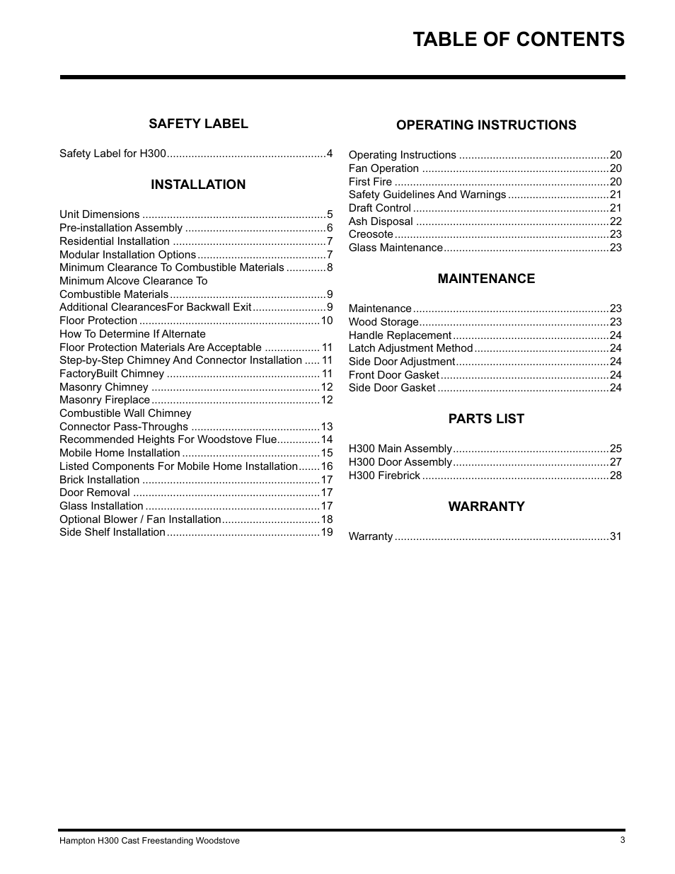 Hampton Direct H300 User Manual | Page 3 / 32