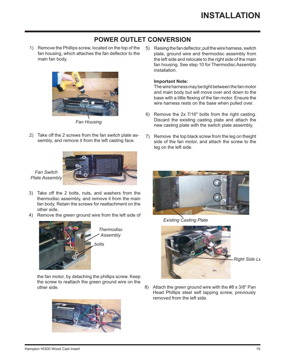 Installation, Power outlet conversion | Hampton Direct HI300 User Manual | Page 19 / 32