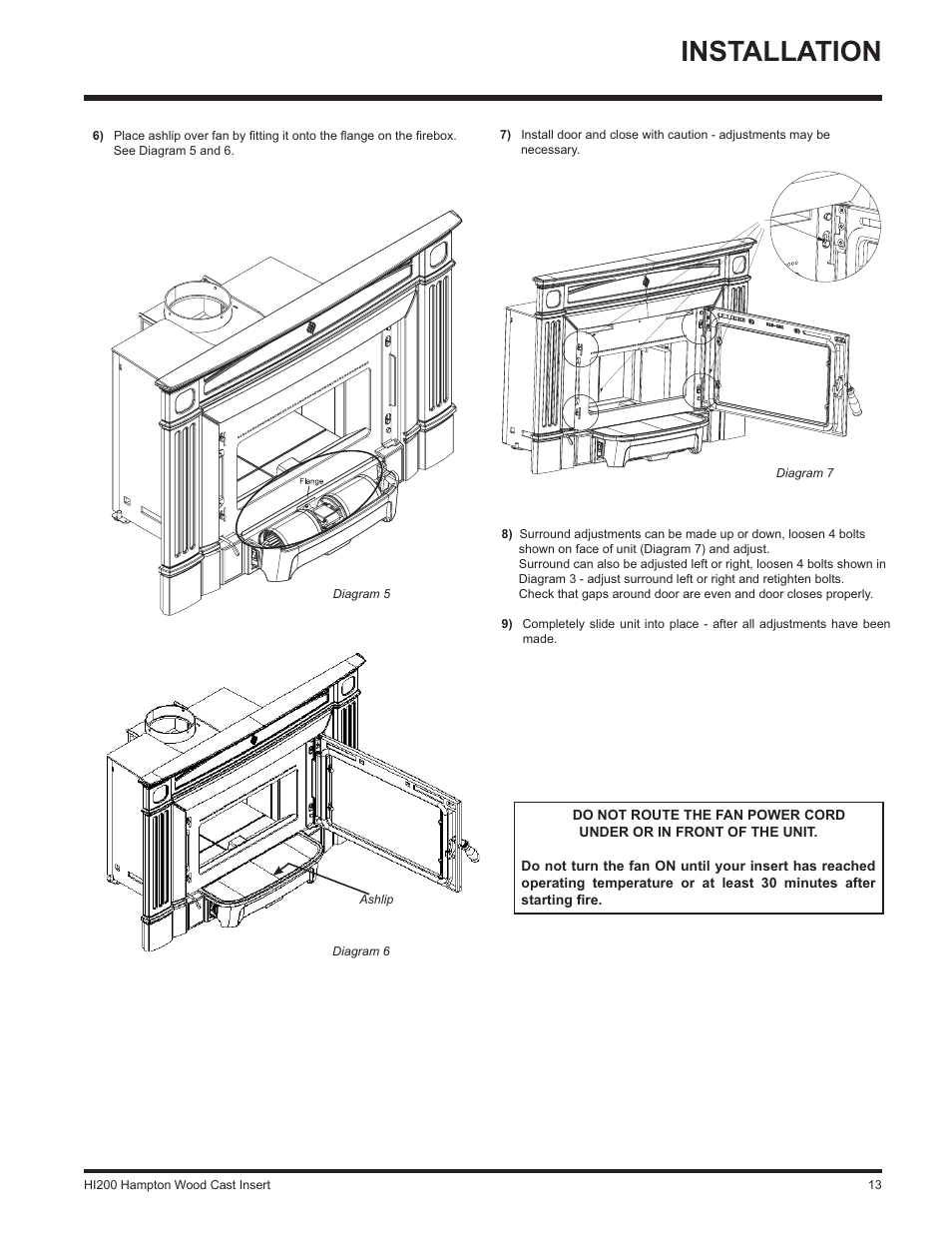 Installation | Hampton Direct Wood Insert HI200 User Manual | Page 13 / 24
