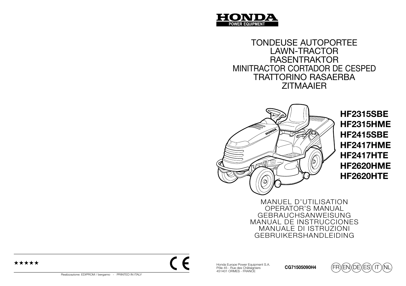 HONDA HF2315SBE User Manual | 65 pages
