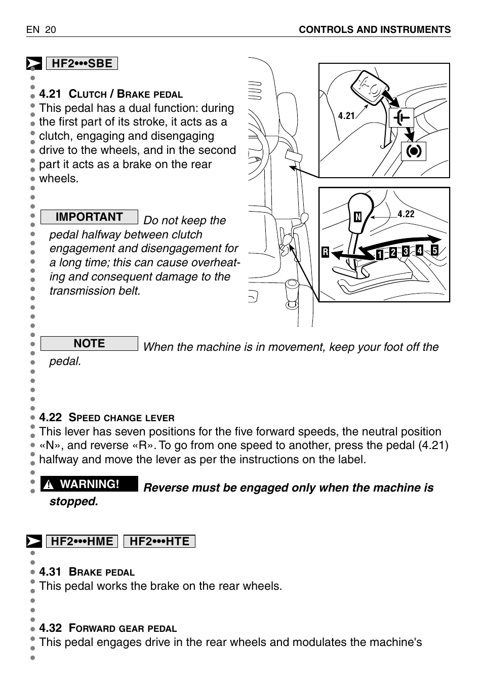 HONDA HF2315SBE User Manual | Page 21 / 65