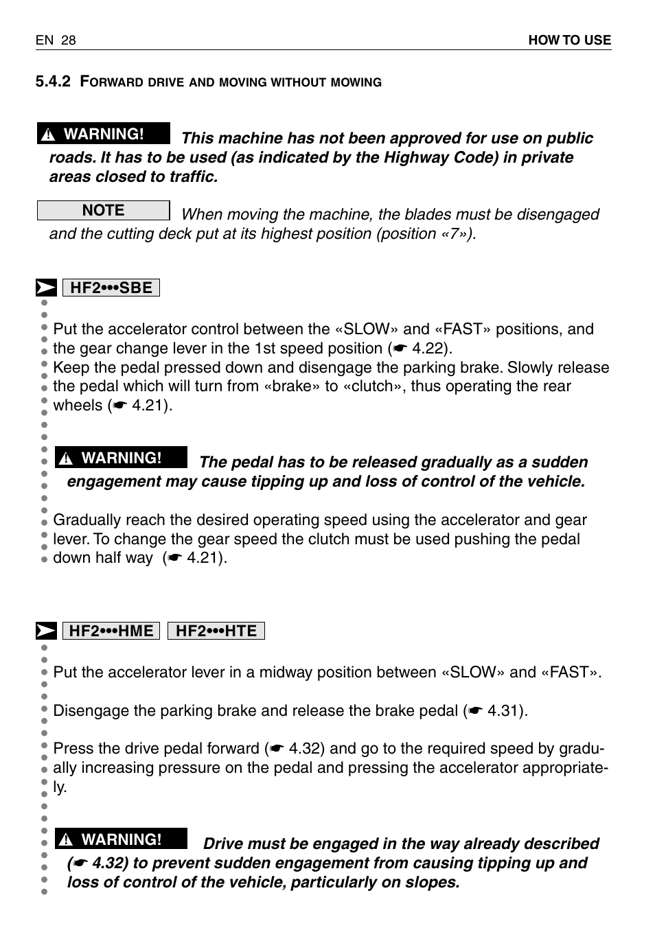 HONDA HF2315SBE User Manual | Page 29 / 65