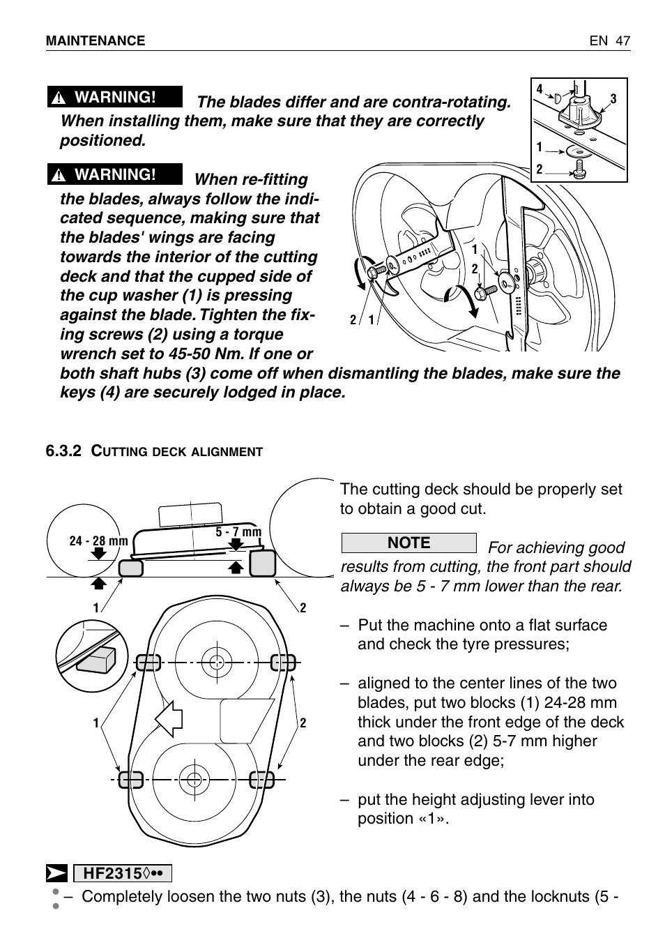 HONDA HF2315SBE User Manual | Page 48 / 65