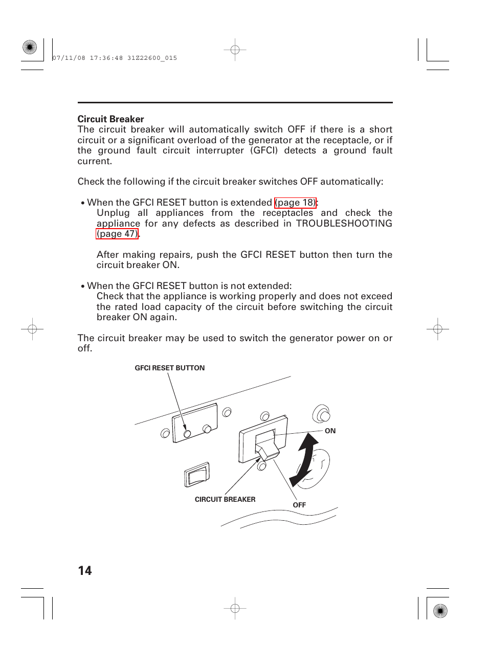 Circuit breaker | HONDA EB5000X User Manual | Page 16 / 71