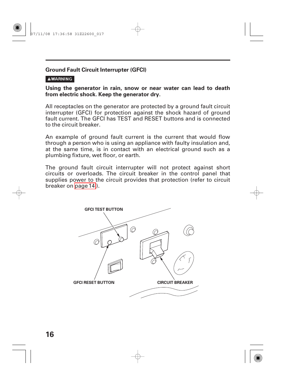 Ground fault circuit interrupter | HONDA EB5000X User Manual | Page 18 / 71