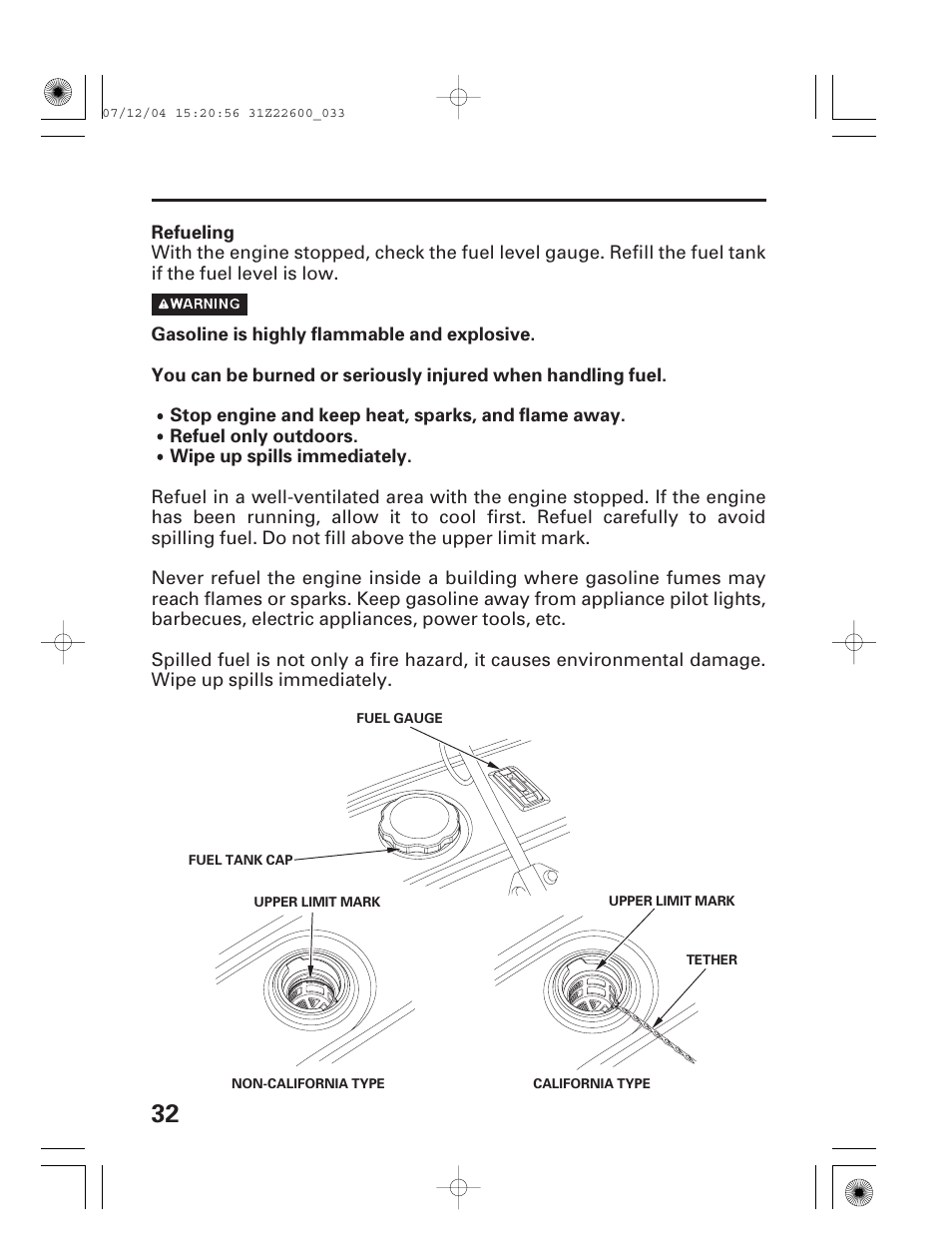 Refueling | HONDA EB5000X User Manual | Page 34 / 71