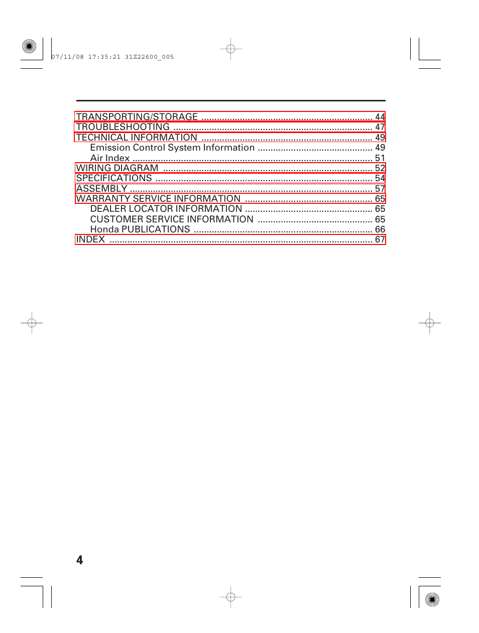 HONDA EB5000X User Manual | Page 6 / 71