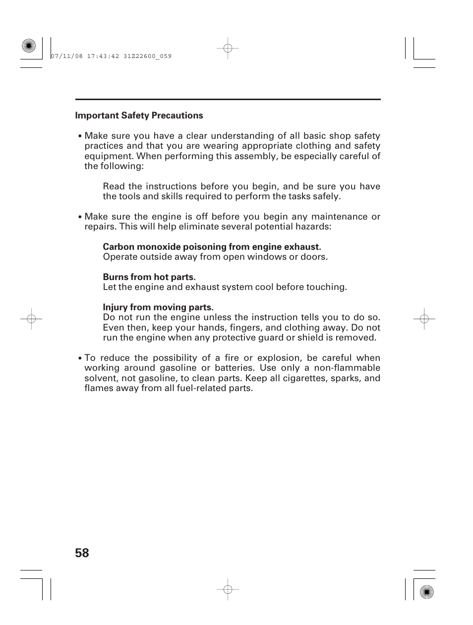 Important safety precautions | HONDA EB5000X User Manual | Page 60 / 71