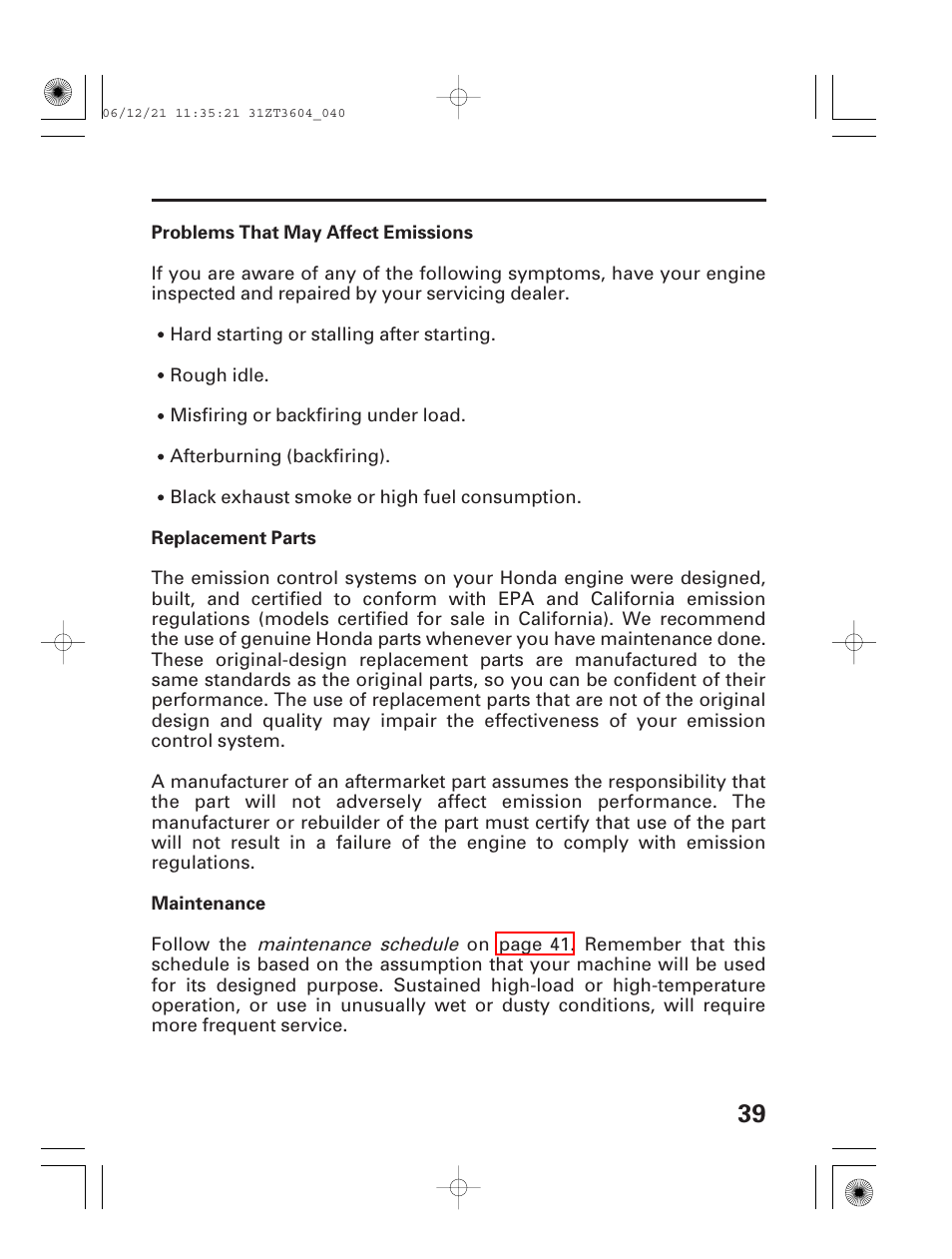 HONDA EU 1000i User Manual | Page 41 / 75