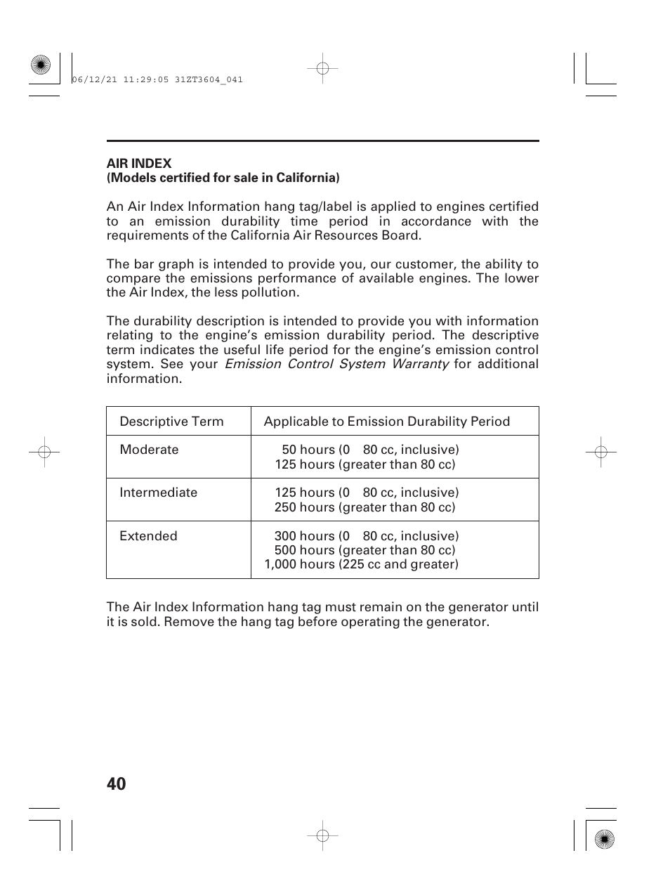 Air index | HONDA EU 1000i User Manual | Page 42 / 75