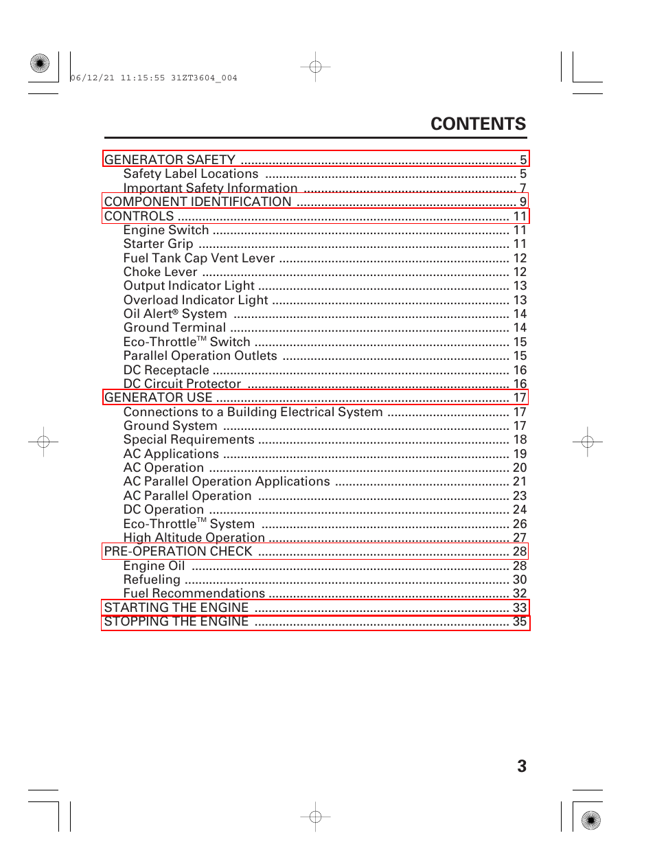 HONDA EU 1000i User Manual | Page 5 / 75