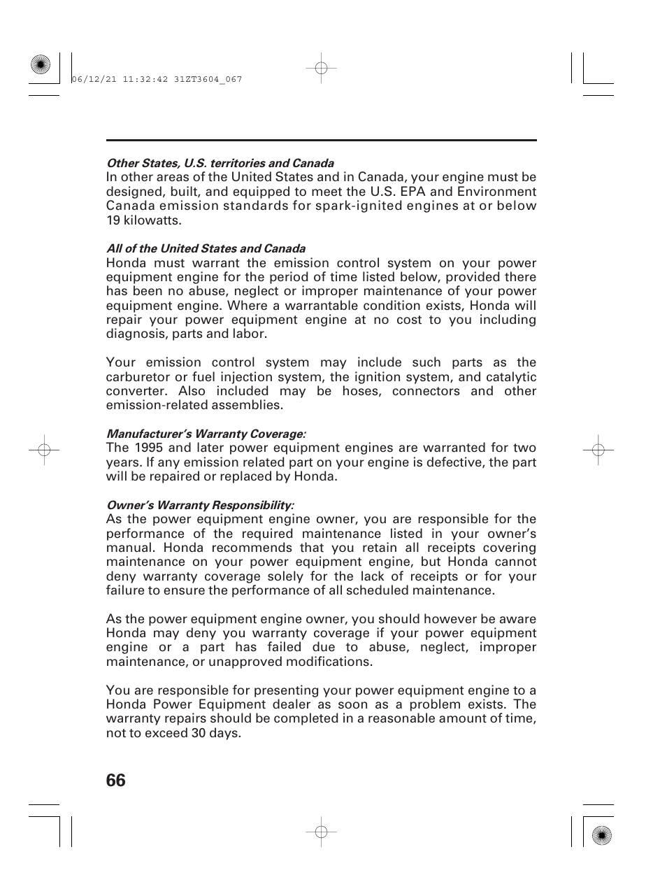 HONDA EU 1000i User Manual | Page 68 / 75