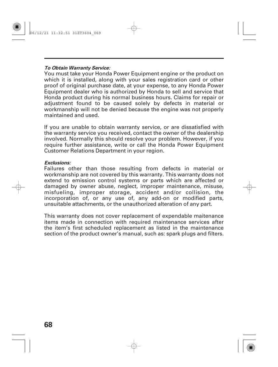HONDA EU 1000i User Manual | Page 70 / 75