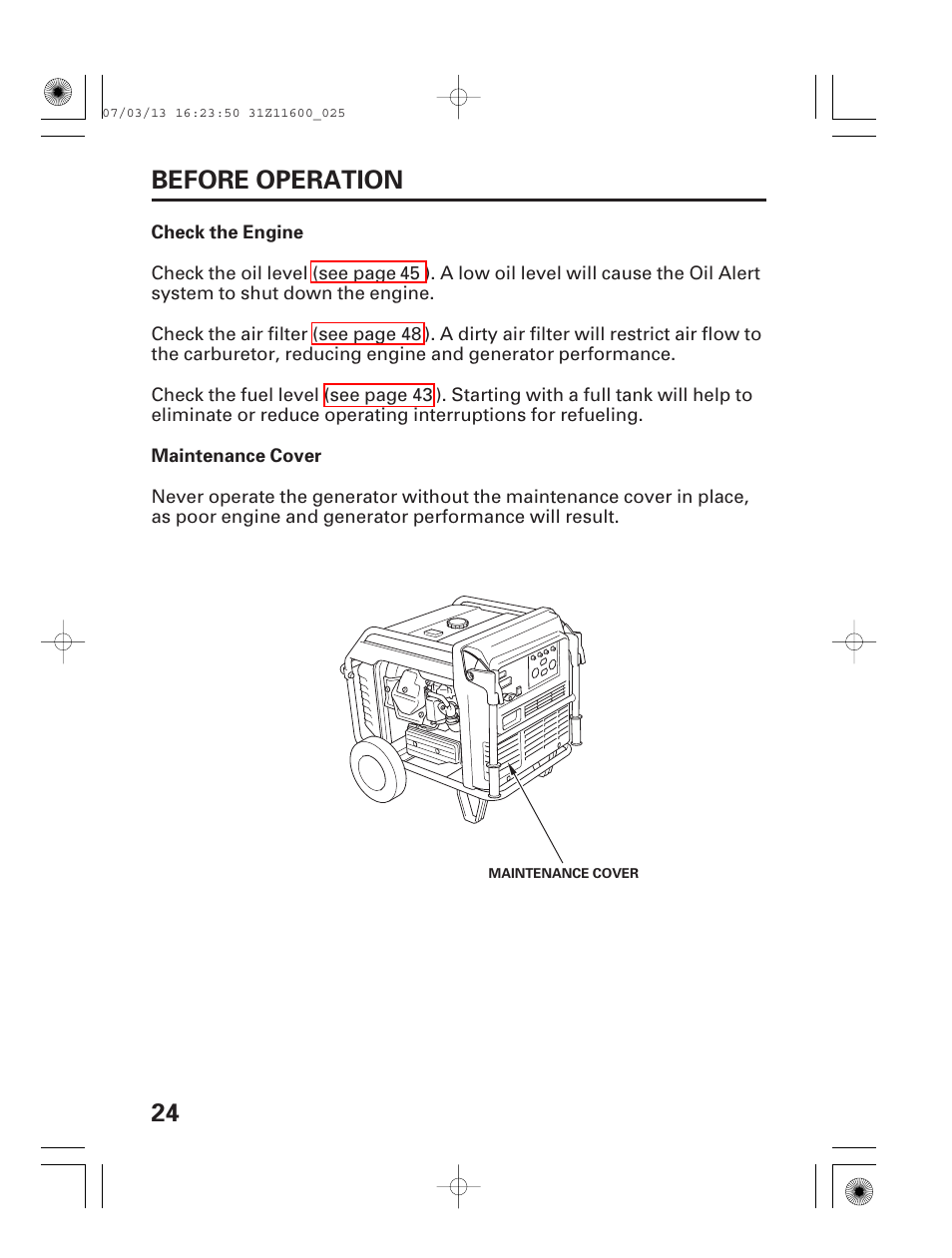 24 before operation | HONDA EM6500is User Manual | Page 26 / 100