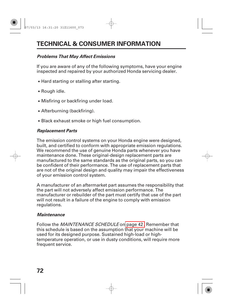 72 technical & consumer information | HONDA EM6500is User Manual | Page 74 / 100
