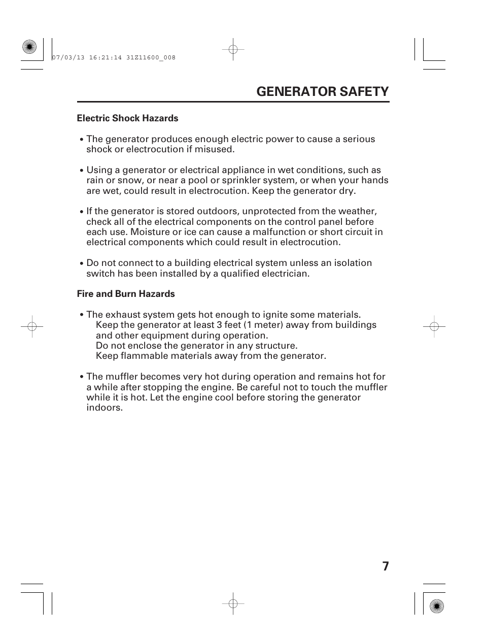 7generator safety | HONDA EM6500is User Manual | Page 9 / 100