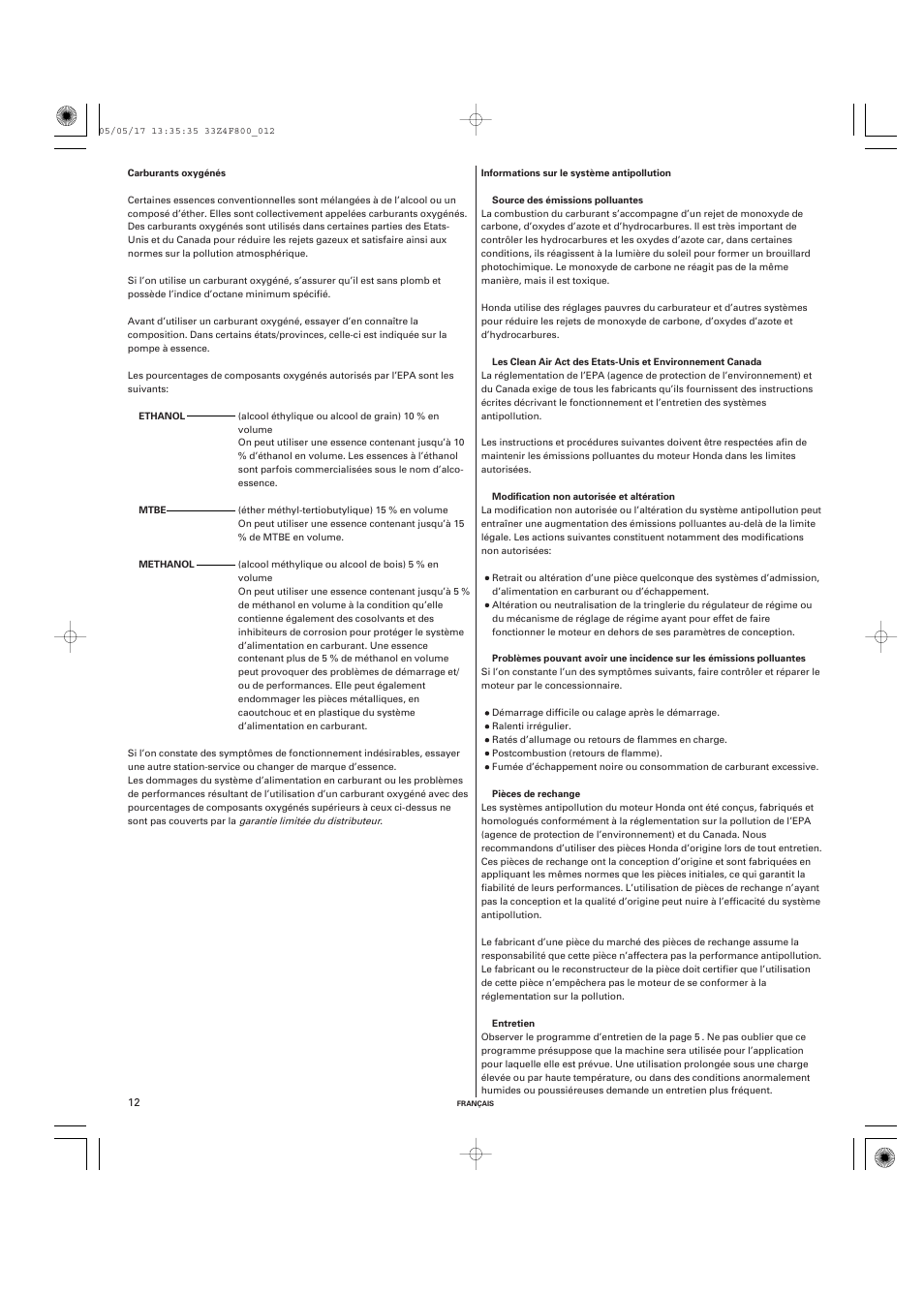 HONDA GX120 User Manual | Page 27 / 43
