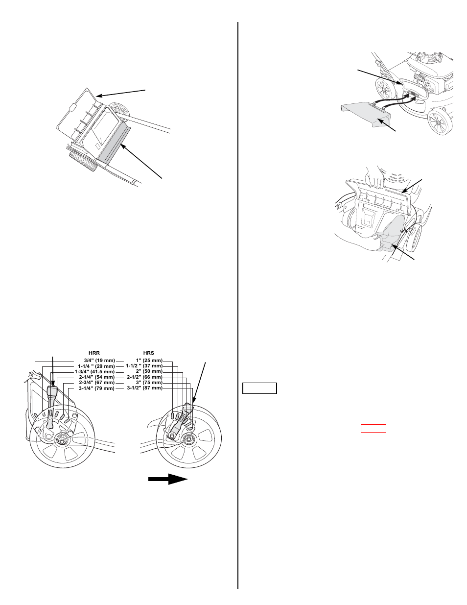 Get the mower ready, Rear shield, Cutting height adjustment | Side discharge chute (hrs), Mulching plug (hrr), Grass bag (hrr), Levers (p. 5), Lever (2) (p. 5), P. 5), Mulching plug (p. 5) | HONDA HRR216VKA User Manual | Page 5 / 24