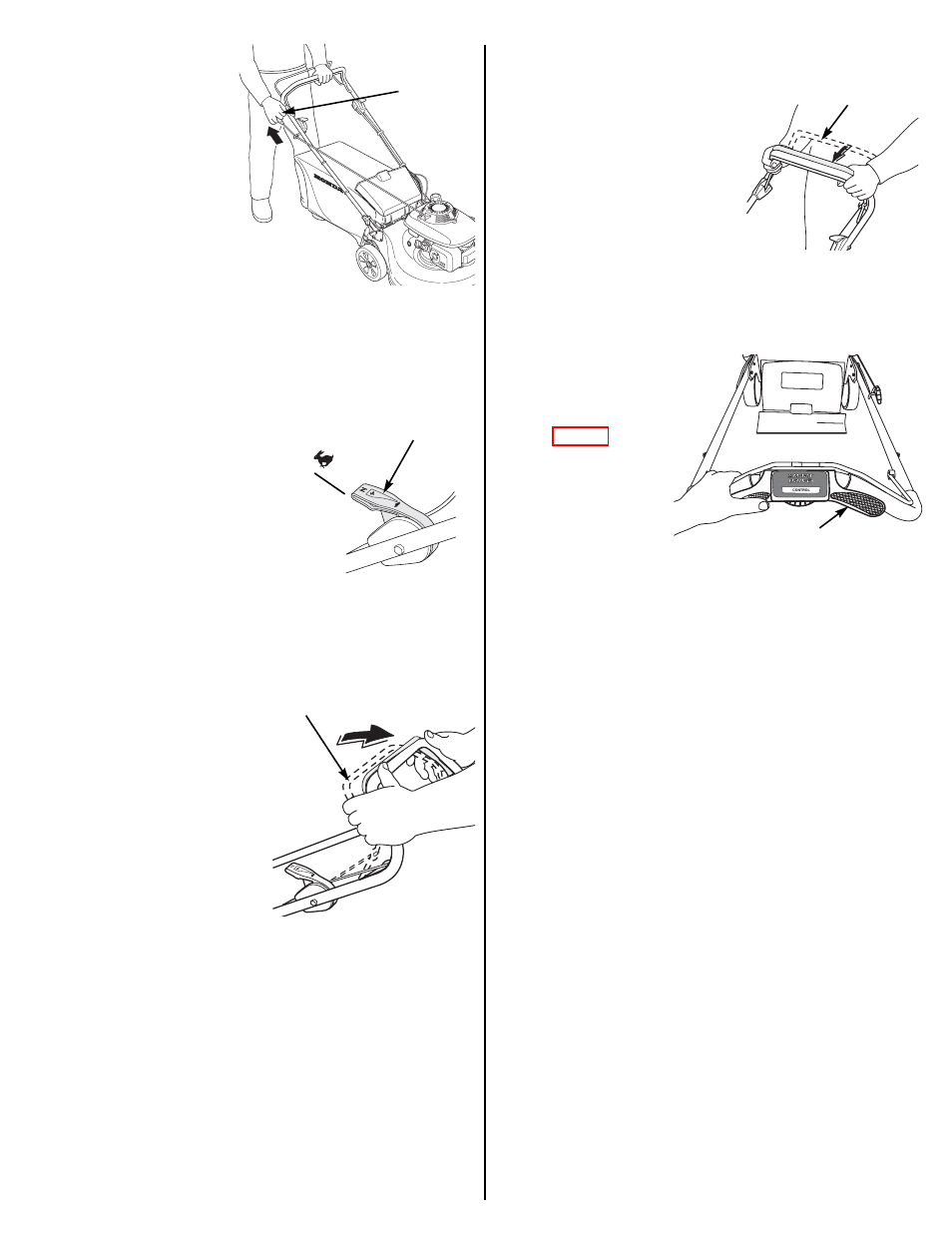 Operating the controls for mowing, Throttle lever (pda, sda), Blade control lever | Clutch lever (sda), Smart drive control (vka), Clutch lever (p. 7), Lever (p. 7), Throttle lever (p. 7), Grip (p. 7) | HONDA HRR216VKA User Manual | Page 7 / 24