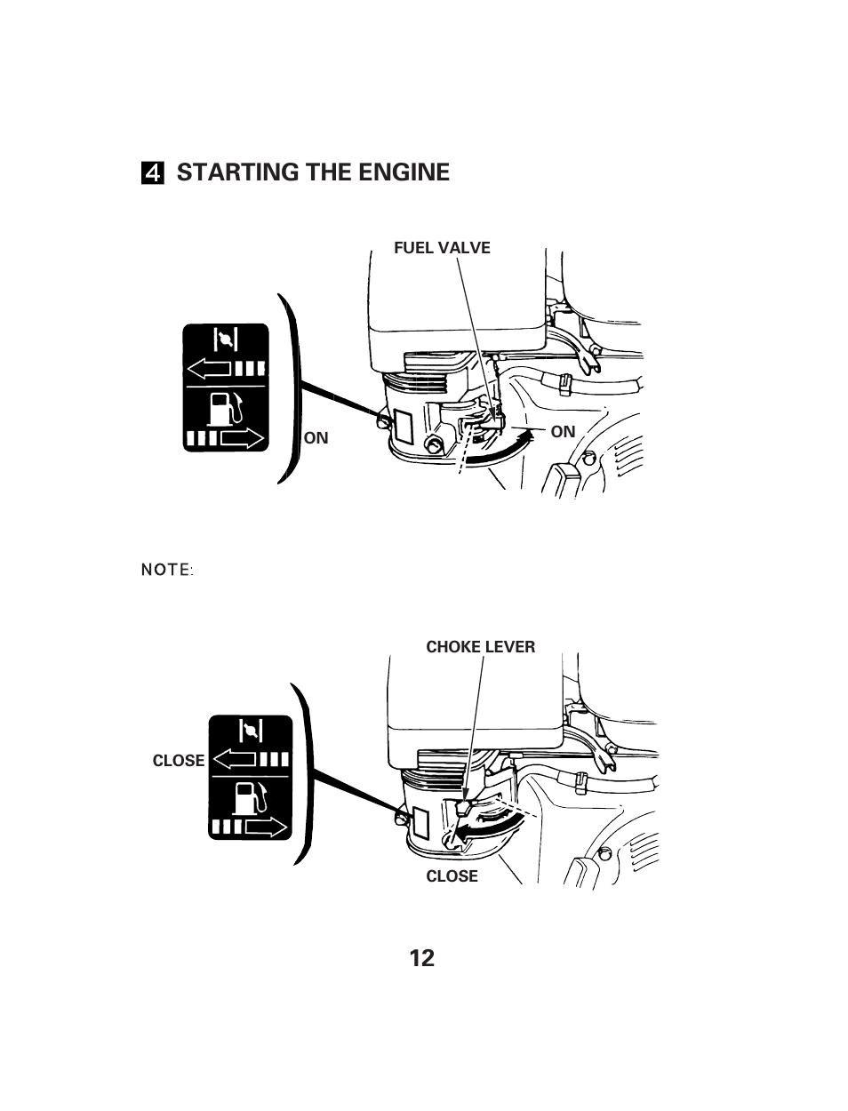 12 starting the engine | HONDA GX340 User Manual | Page 12 / 33