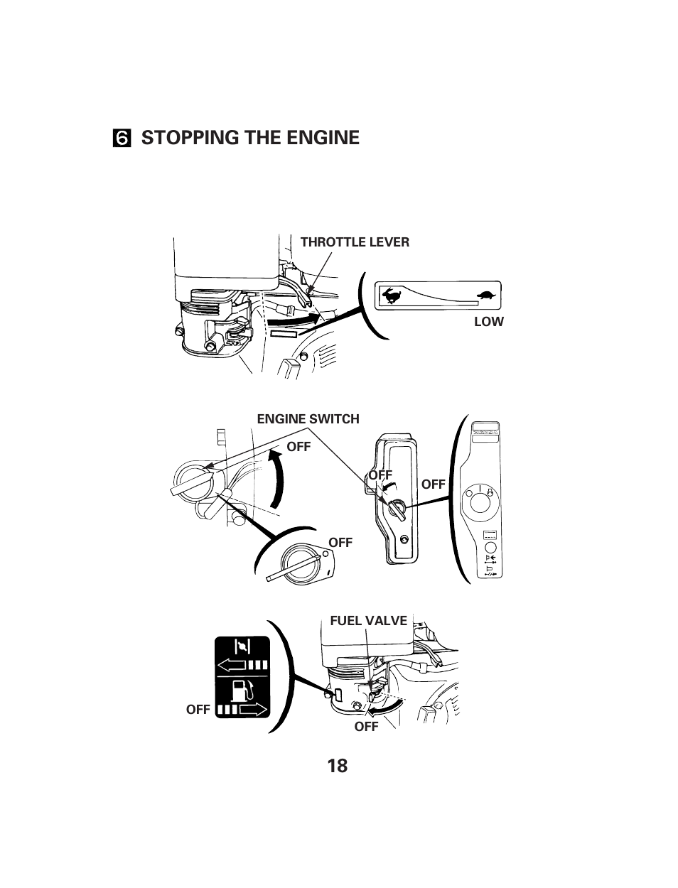 18 stopping the engine | HONDA GX340 User Manual | Page 18 / 33