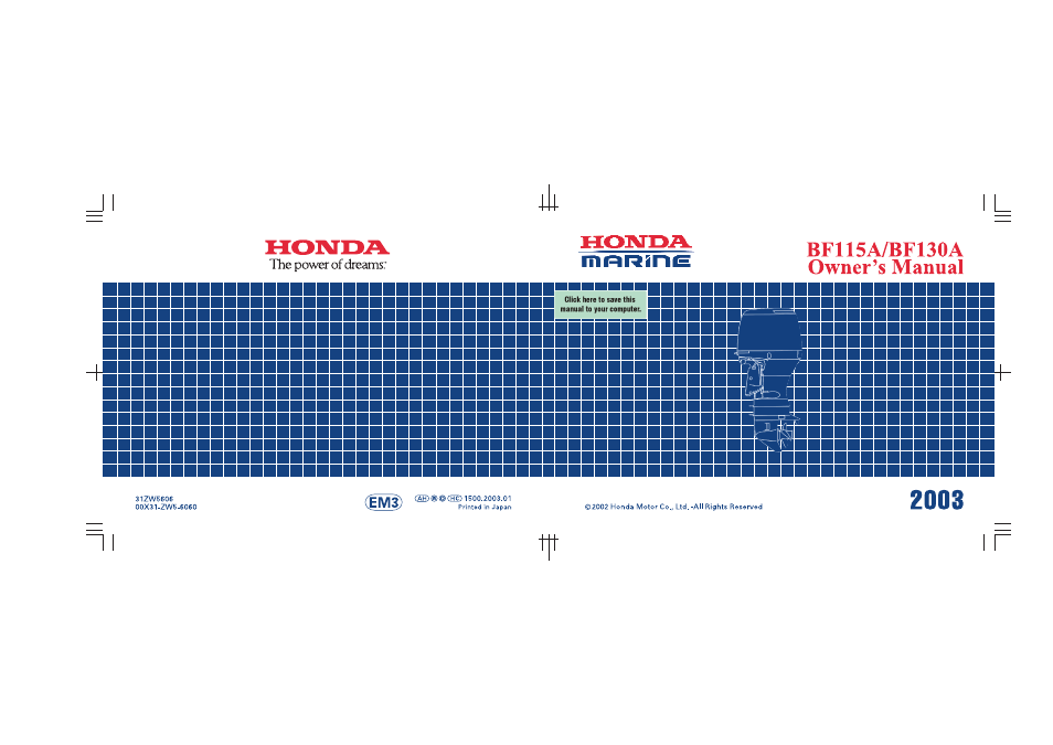 HONDA Outboard Motor BF130A User Manual | 116 pages
