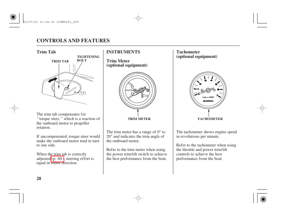 Instruments | HONDA Outboard Motor BF130A User Manual | Page 30 / 116