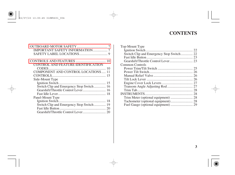 HONDA Outboard Motor BF130A User Manual | Page 5 / 116