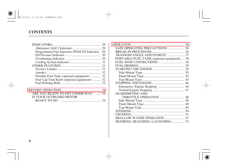 HONDA Outboard Motor BF130A User Manual | Page 6 / 116