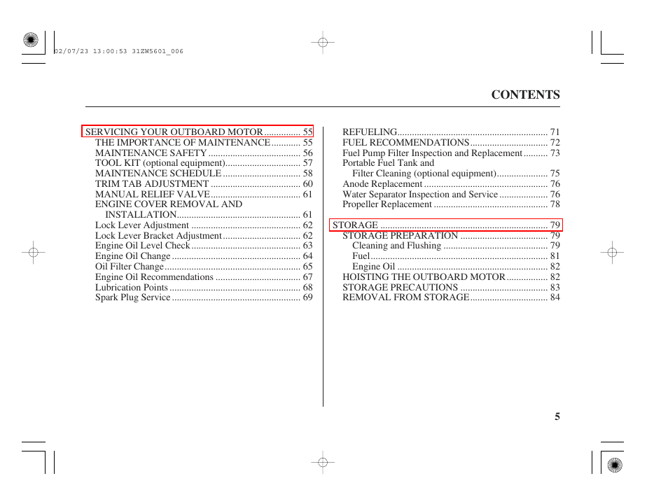 HONDA Outboard Motor BF130A User Manual | Page 7 / 116