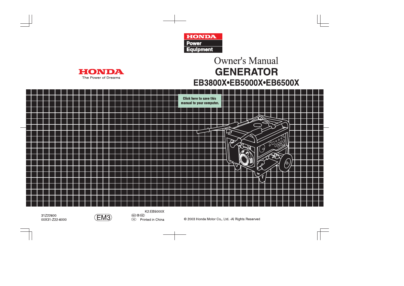 HONDA EB6500X User Manual | 75 pages